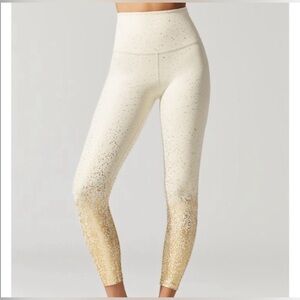Beyond Yoga White and Gold Leggings 7/8
